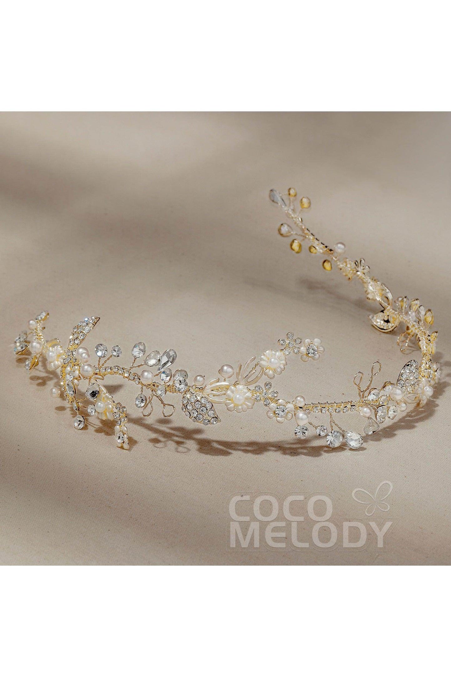 Alloy Headpieces with Imitation Pearl and Rhinestone CH0275 - COCOMELODY