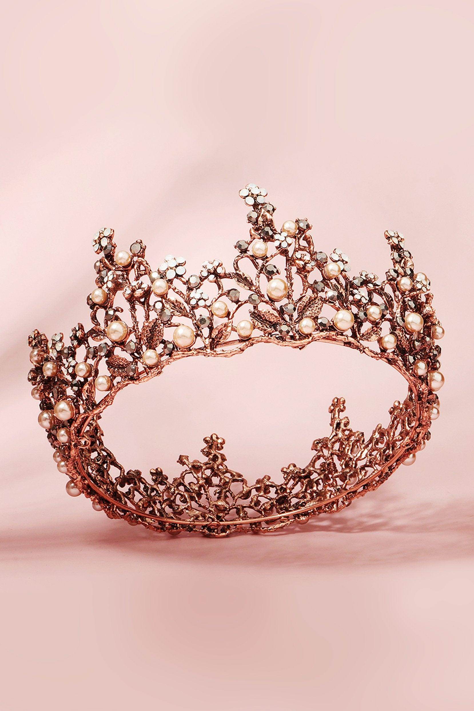 Alloy Tiaras with Imitation Pearl Rhinestone CH0402 - COCOMELODY