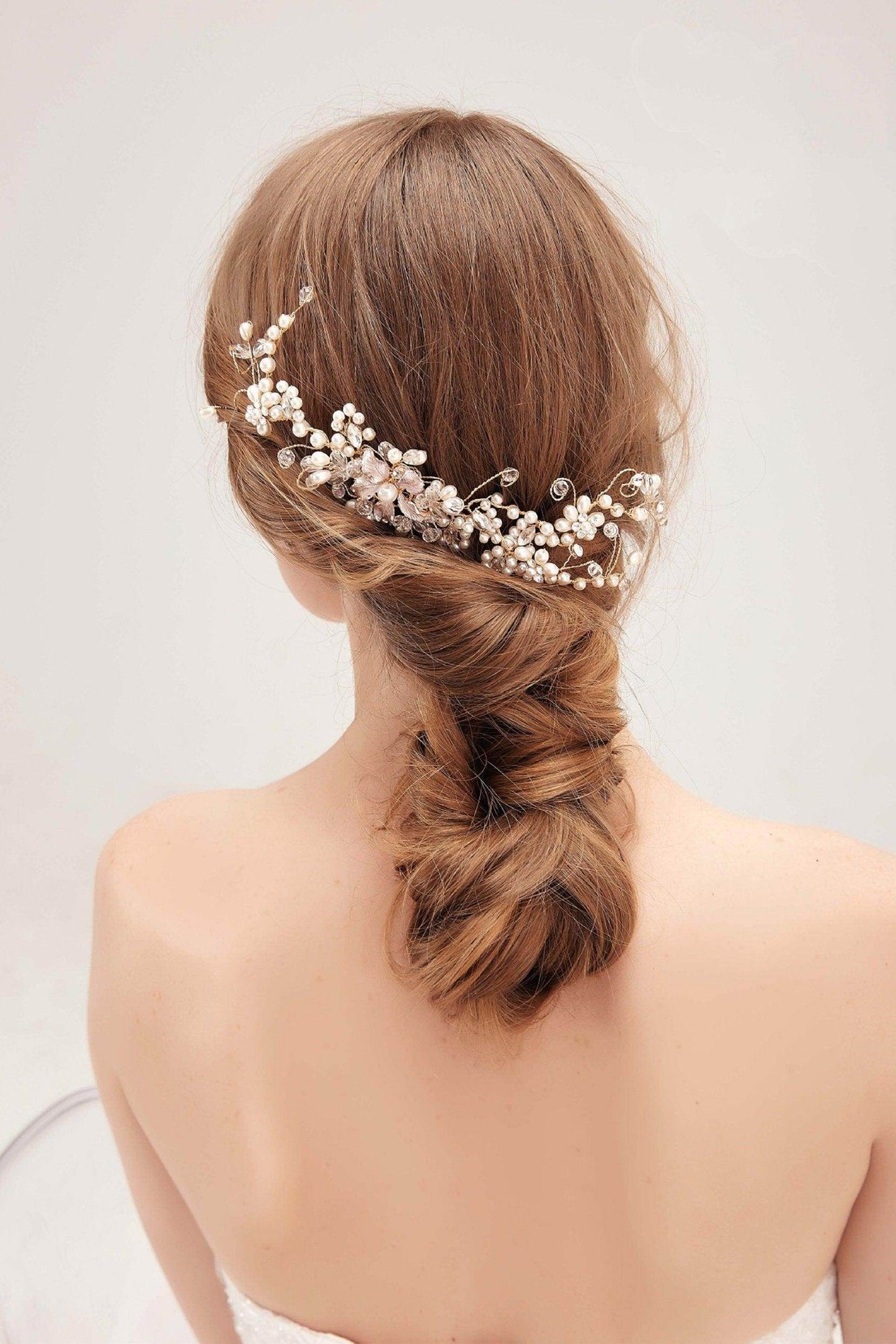 Alloy Hair Combs with Imitation Pearl Crystals CH0409 - COCOMELODY