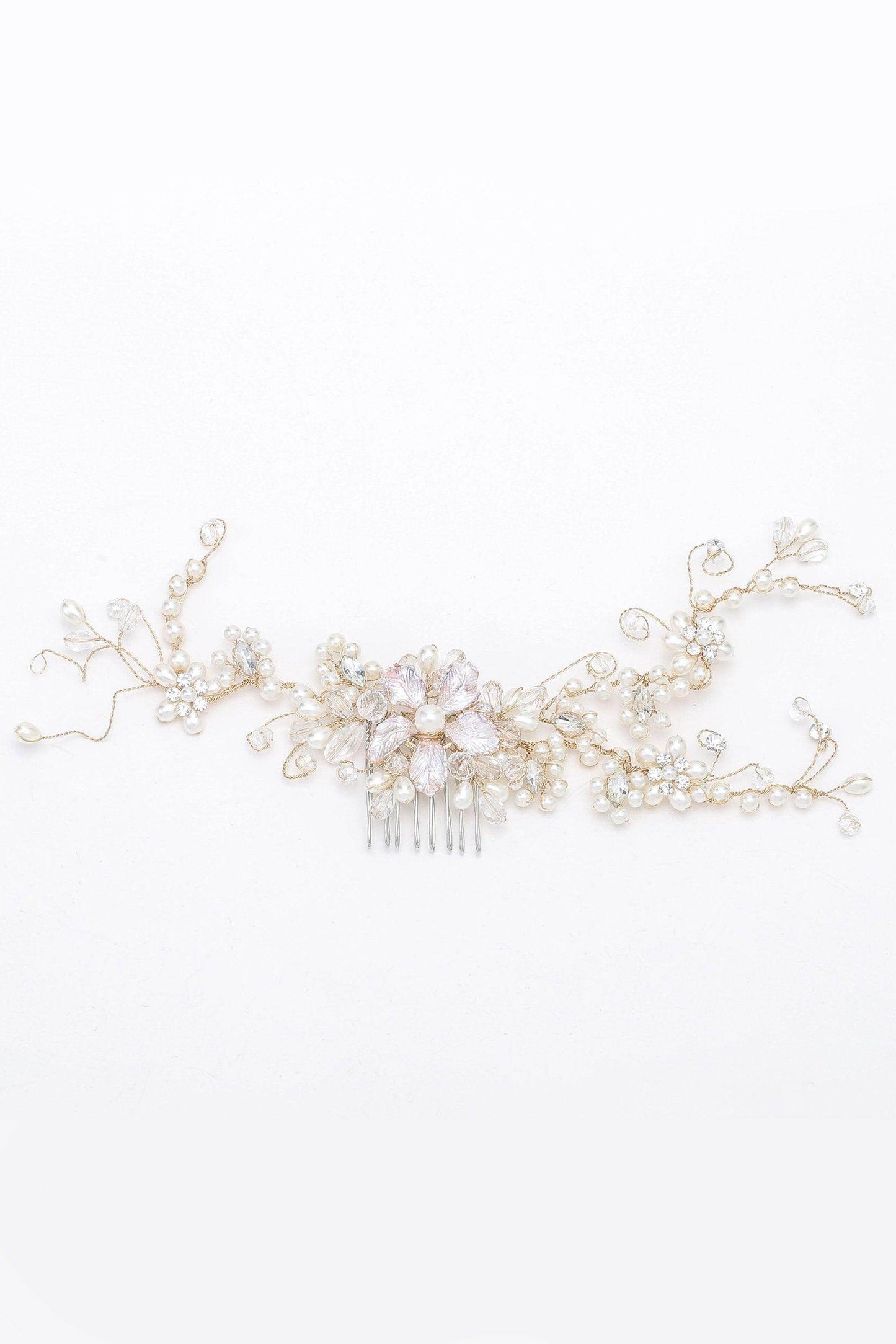 Alloy Hair Combs with Imitation Pearl Crystals CH0409 - COCOMELODY