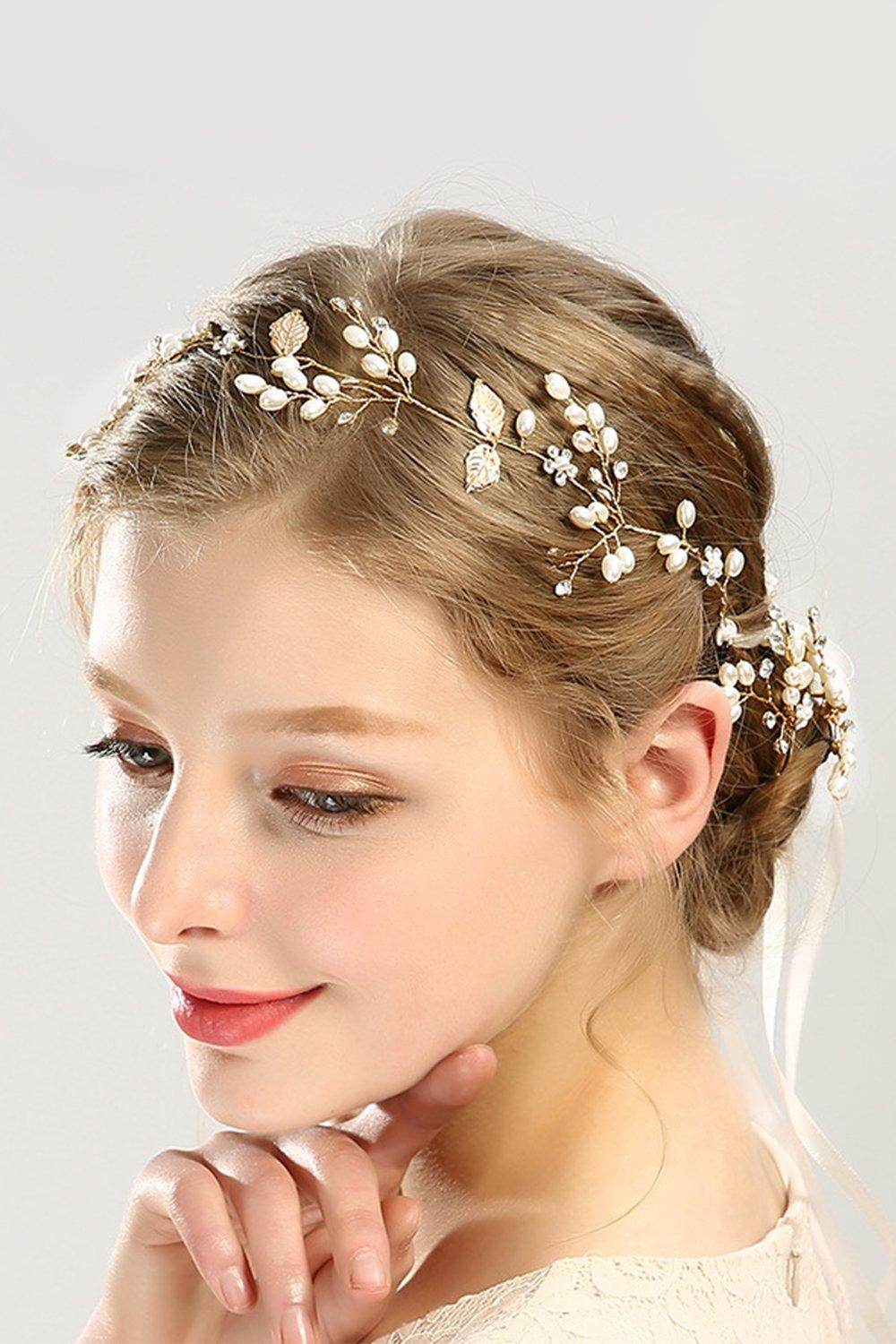 Alloy Headbands with Rhinestone Pearls CH0411 - COCOMELODY