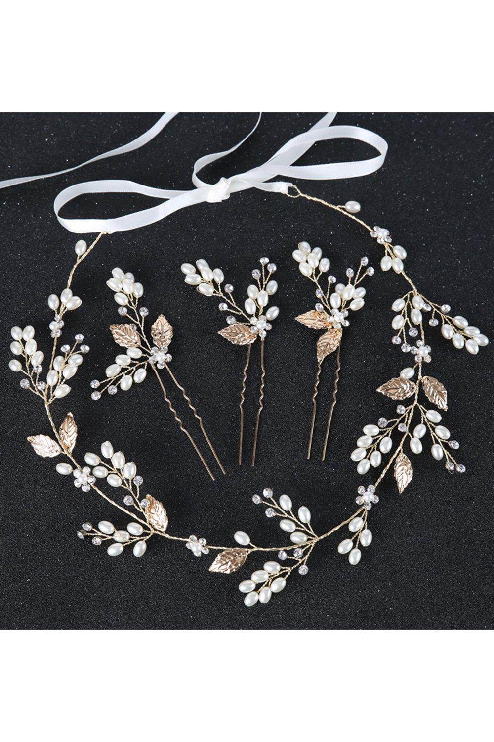 Alloy Headbands with Rhinestone Pearls CH0411 - COCOMELODY