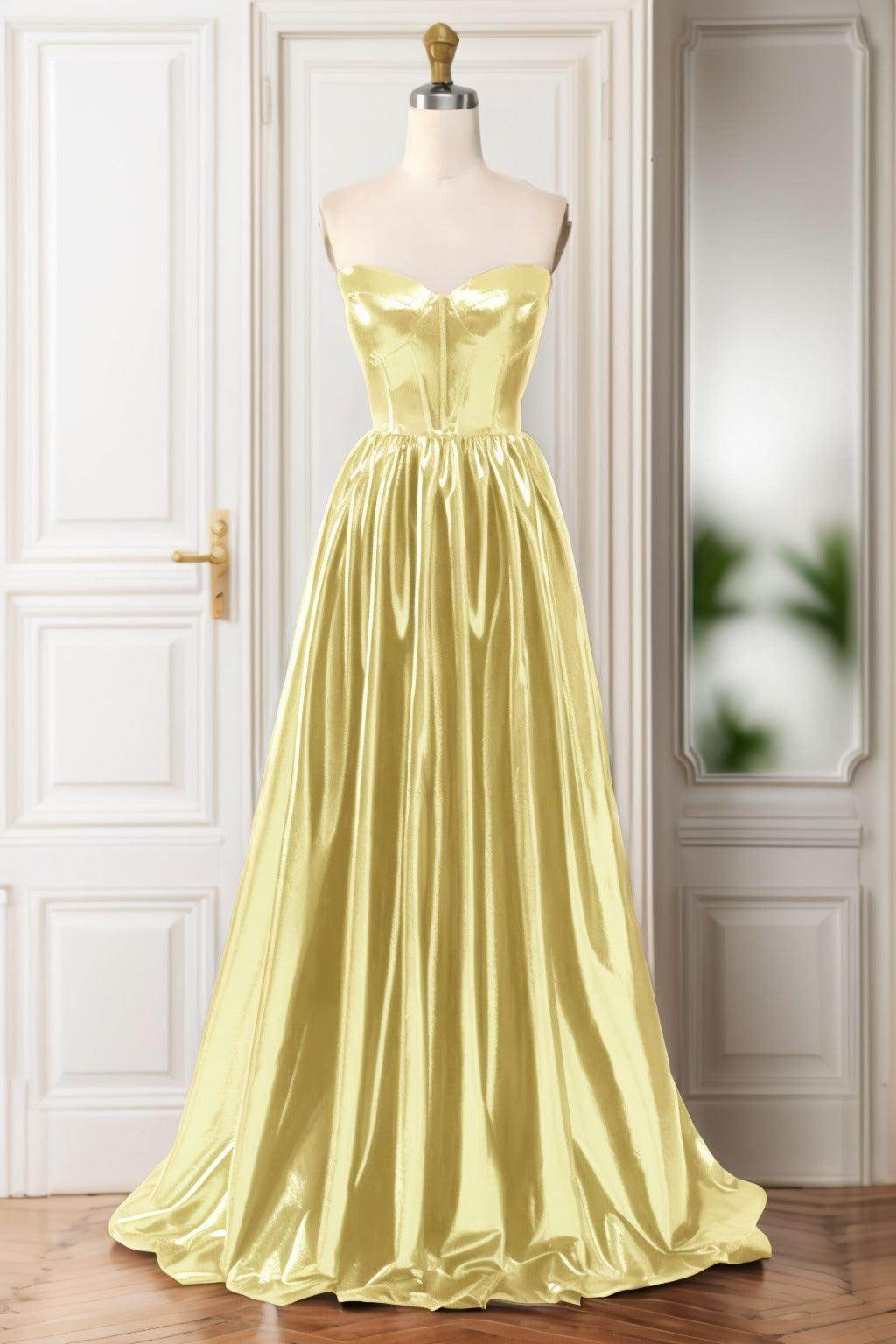 A-Line Sweep-Brush Train Hot Stamping Cloth Prom Dress CS0446 - COCOMELODY