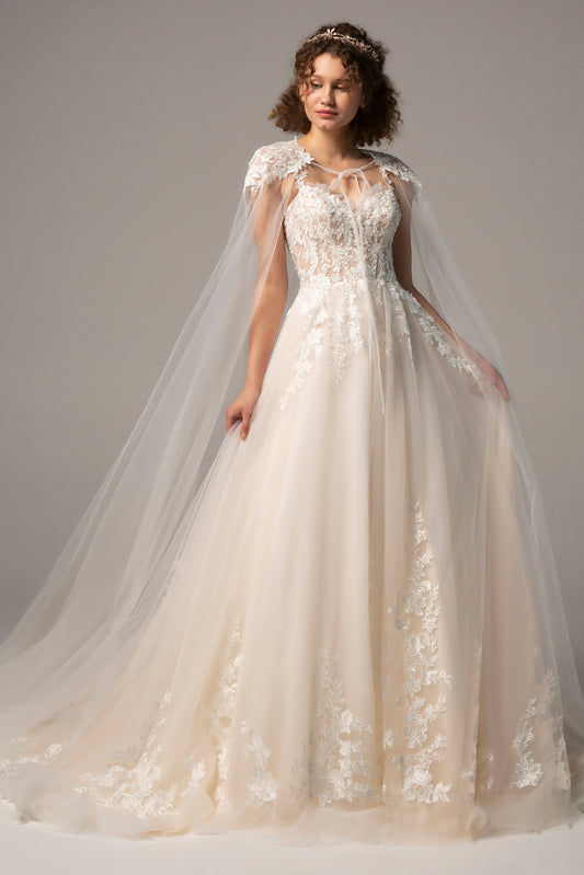 Tulle Wedding Wrap with Appliques Beading CJ0080