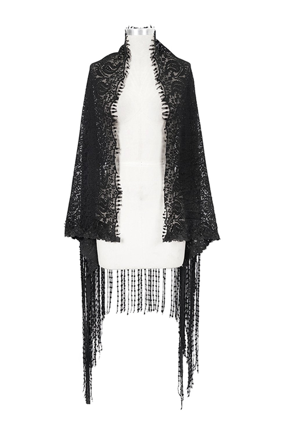 Black Lace Wedding Shawl with Tassel CJ0095