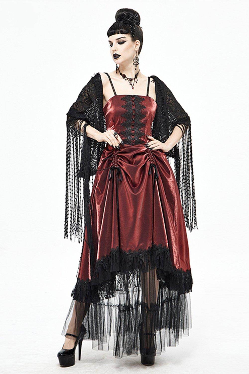 Black Lace Wedding Shawl with Tassel CJ0095 - COCOMELODY