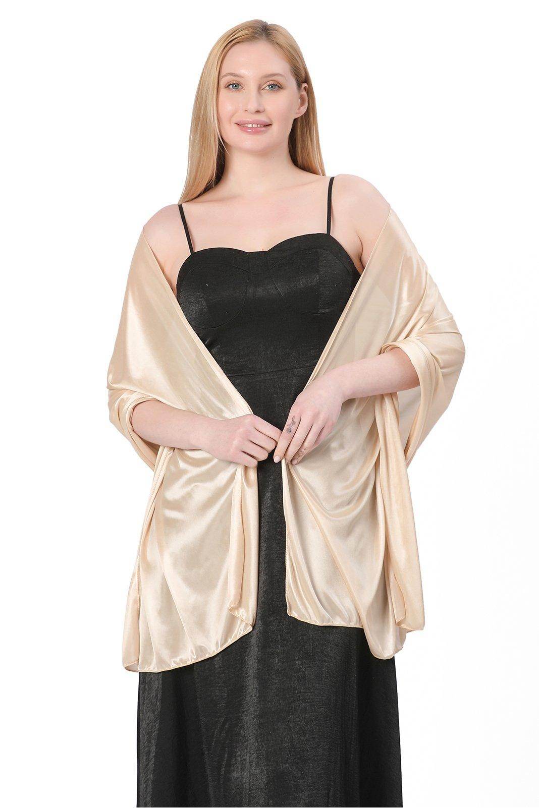 Elastic Silk like Satin Shawl with CJ0099 - COCOMELODY