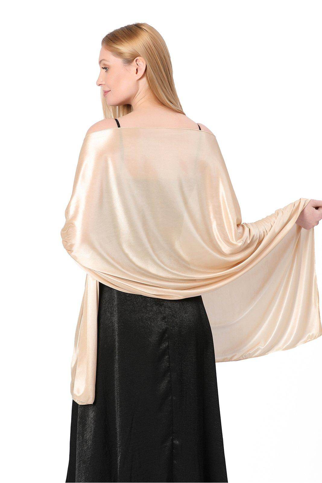 Elastic Silk like Satin Shawl with CJ0099 - COCOMELODY
