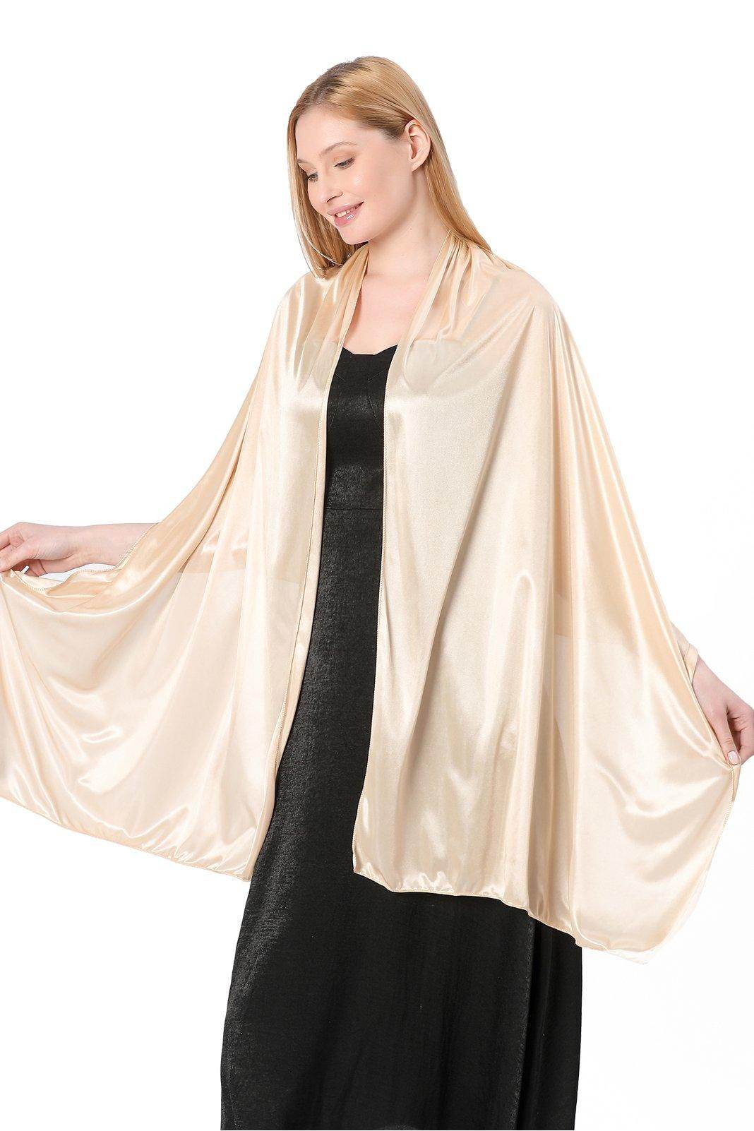 Elastic Silk like Satin Shawl with CJ0099 - COCOMELODY