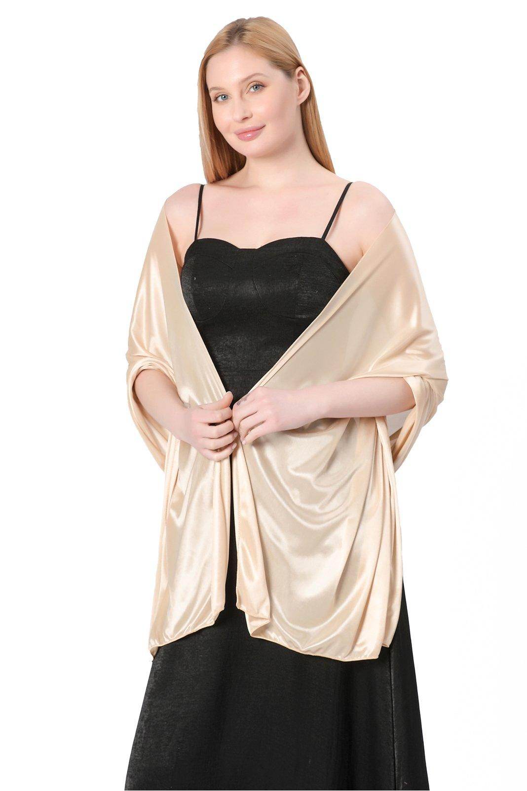 Elastic Silk like Satin Shawl with CJ0099 - COCOMELODY
