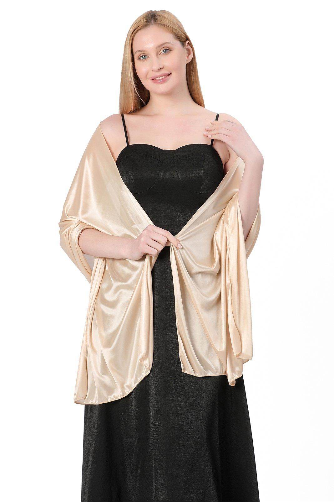 Elastic Silk like Satin Shawl with CJ0099 - COCOMELODY