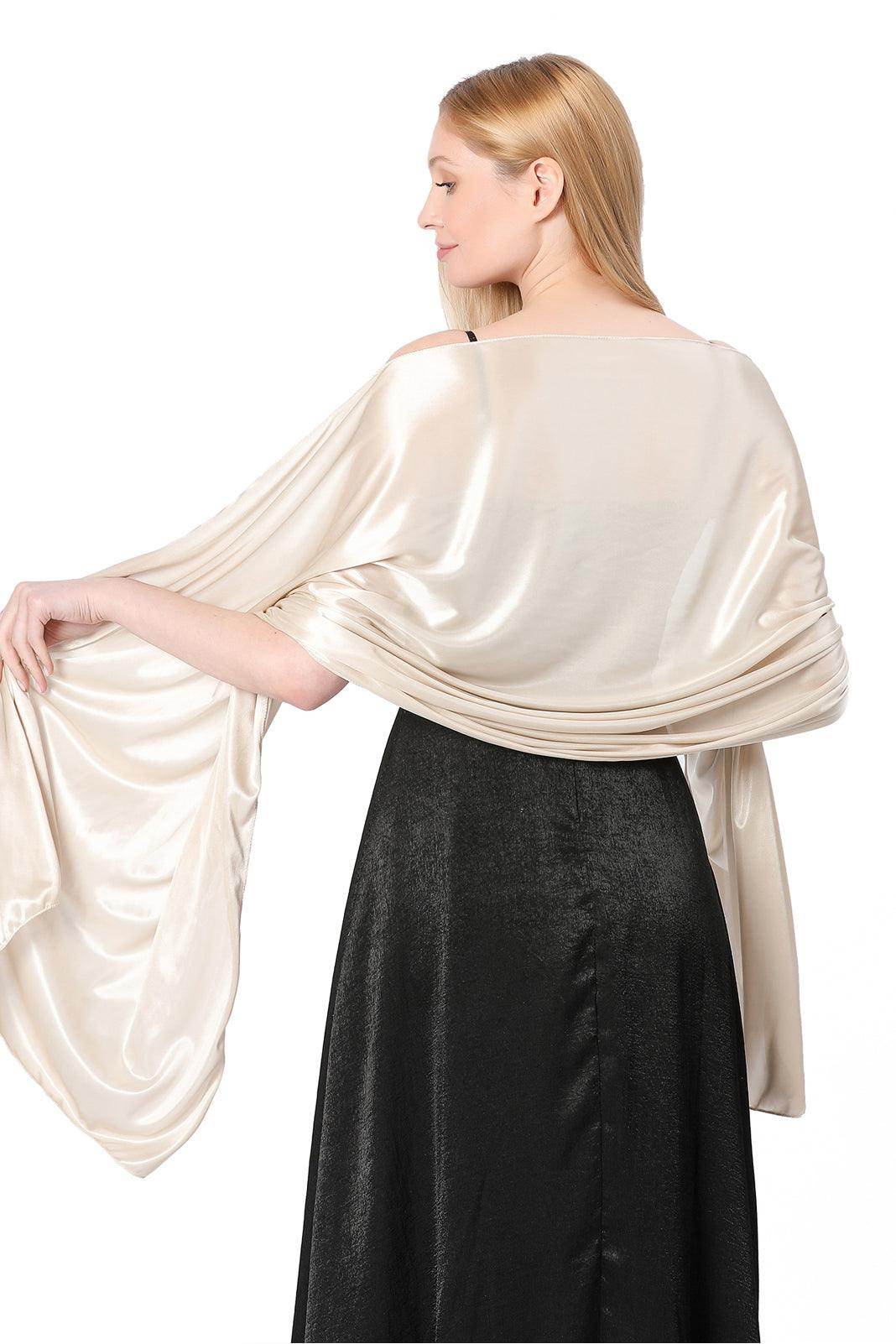 Elastic Silk like Satin Shawl with CJ0099 - COCOMELODY