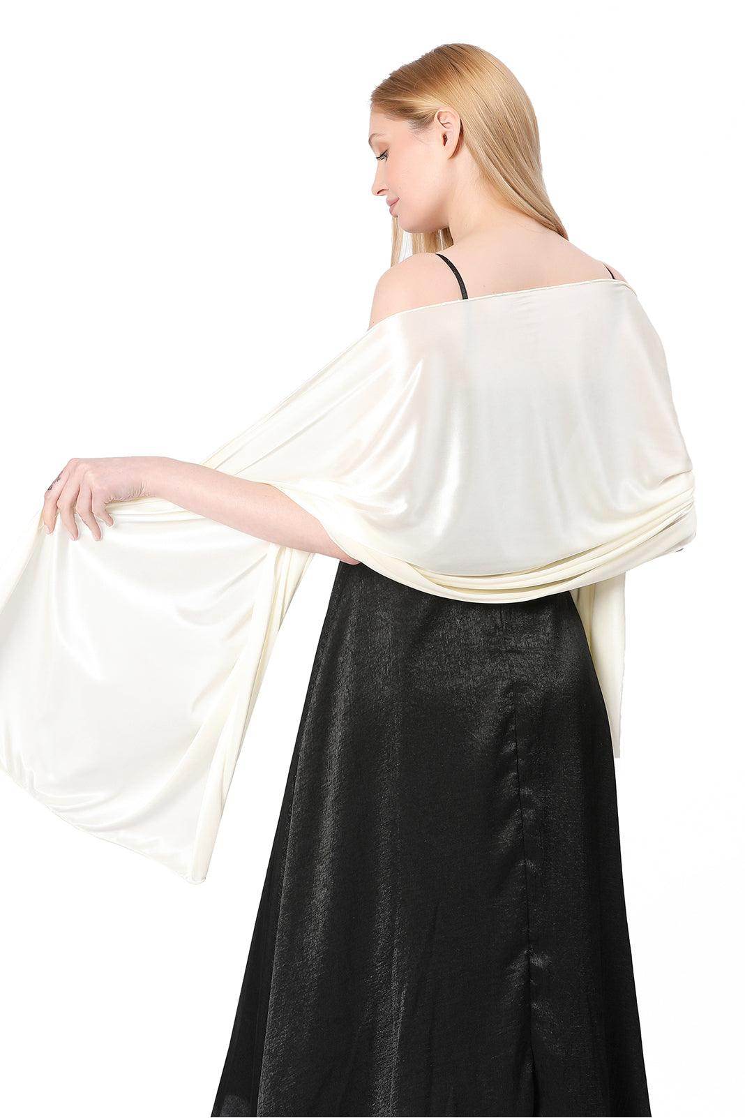 Elastic Silk like Satin Shawl with CJ0099 - COCOMELODY