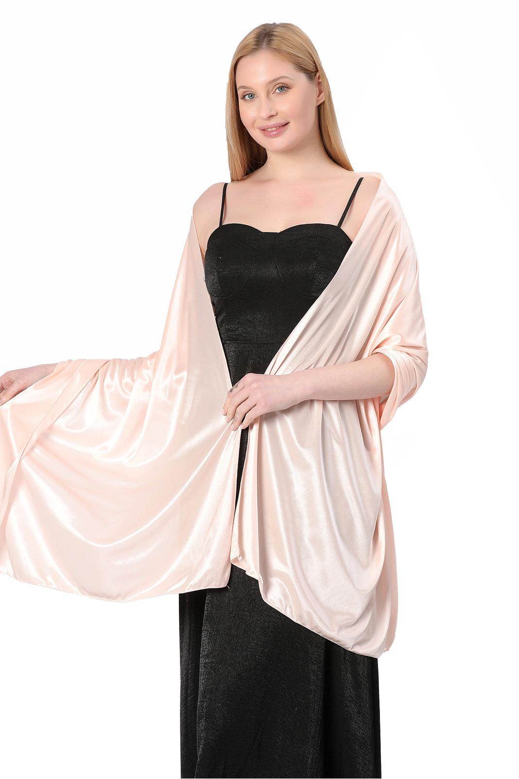 Elastic Silk like Satin Shawl with CJ0099 - COCOMELODY