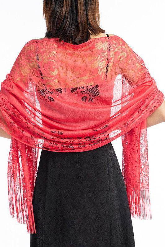 Lace Shawl with Tassels CJ0101 - COCOMELODY