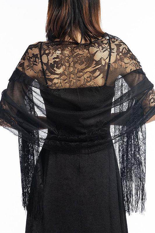 Lace Shawl with Tassels CJ0101 - COCOMELODY