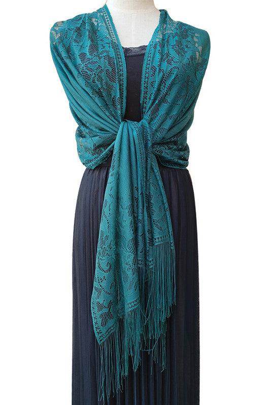 Lace Shawl with Tassels CJ0101 - COCOMELODY