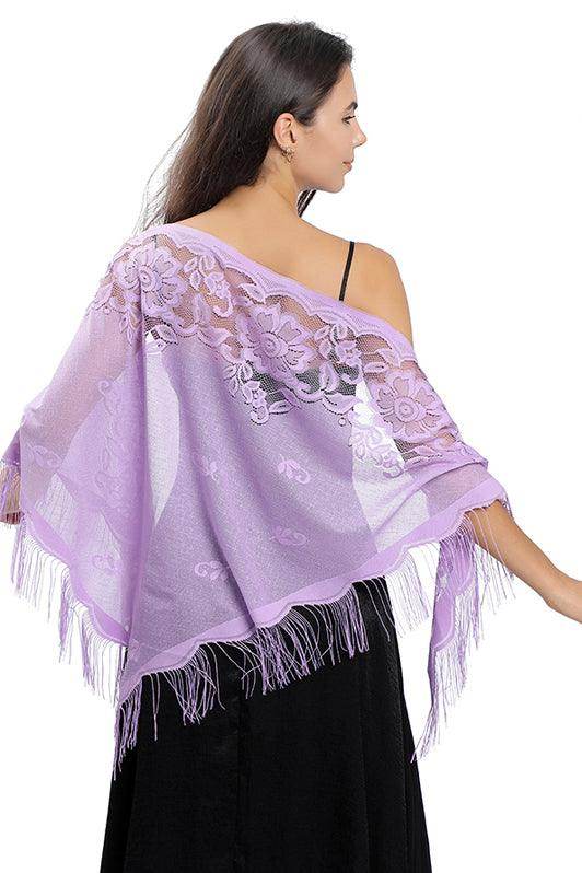 Lace Shawl with Tassels CJ0104 - COCOMELODY