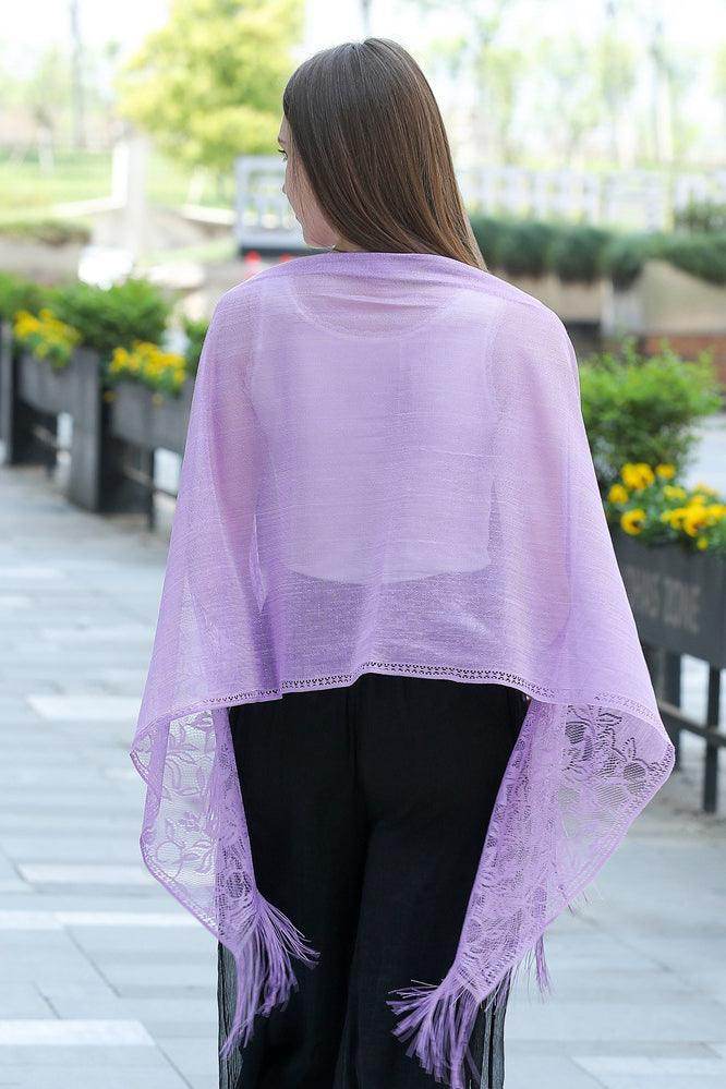 Lace Shawl with Tassels CJ0107 - COCOMELODY