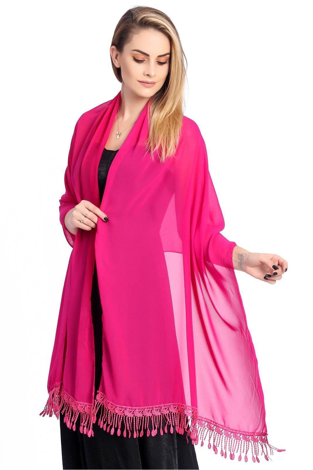 Chiffon Shawl with Tassels CJ0108 - COCOMELODY