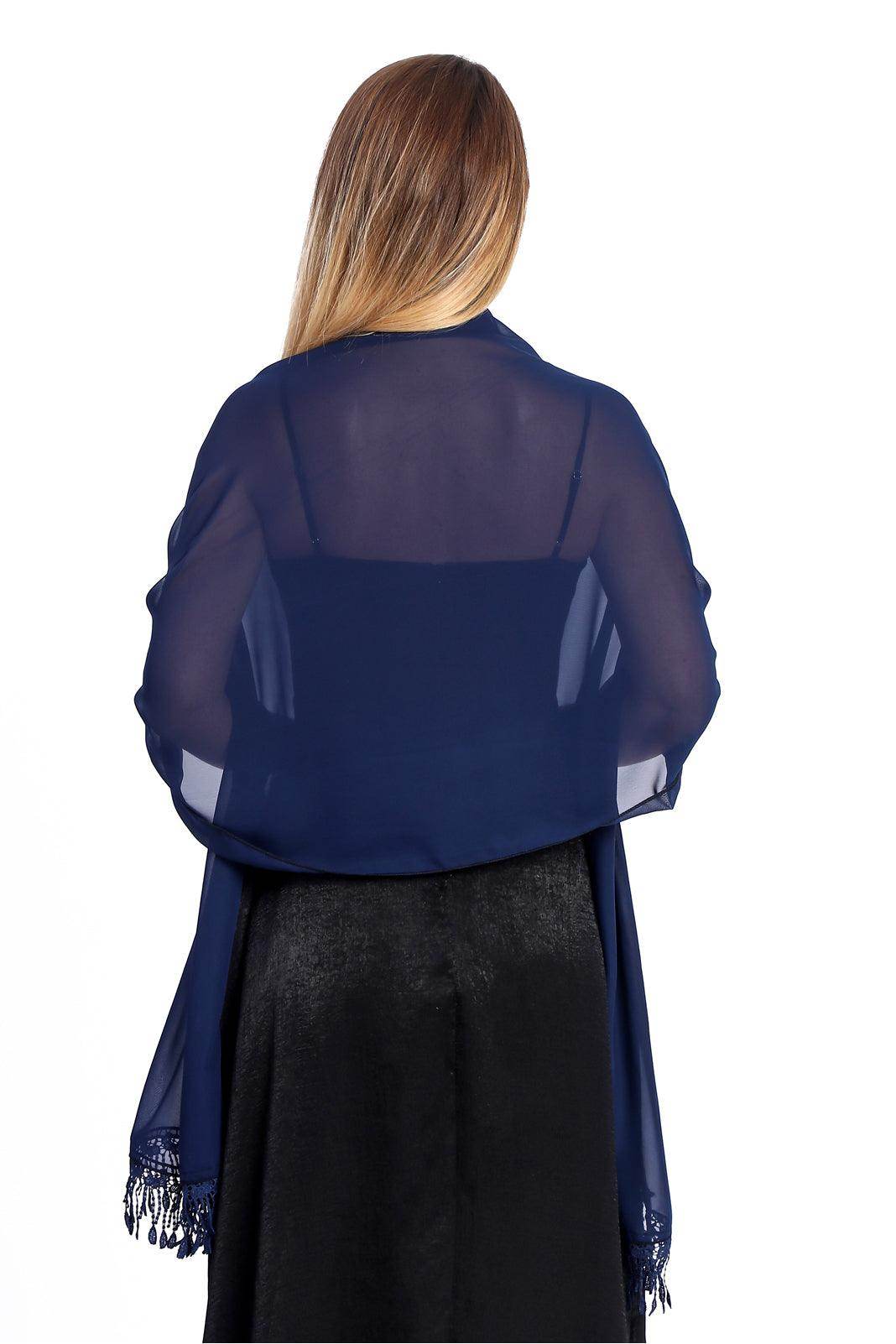 Chiffon Shawl with Tassels CJ0108 - COCOMELODY
