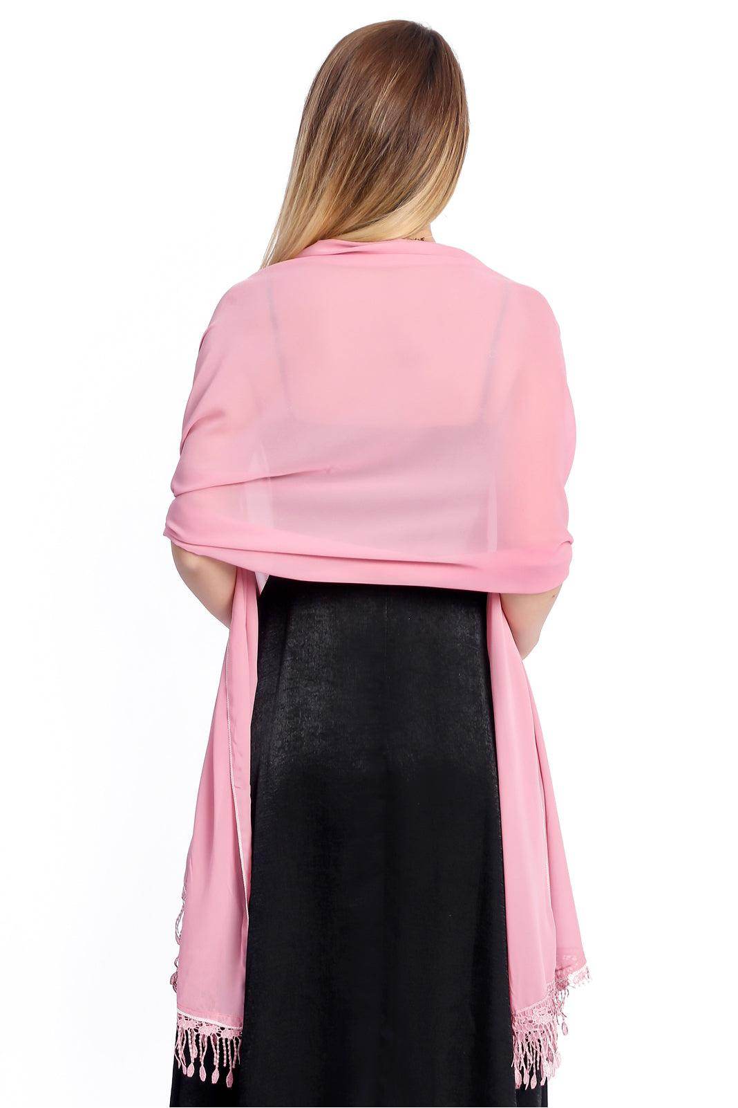 Chiffon Shawl with Tassels CJ0108 - COCOMELODY