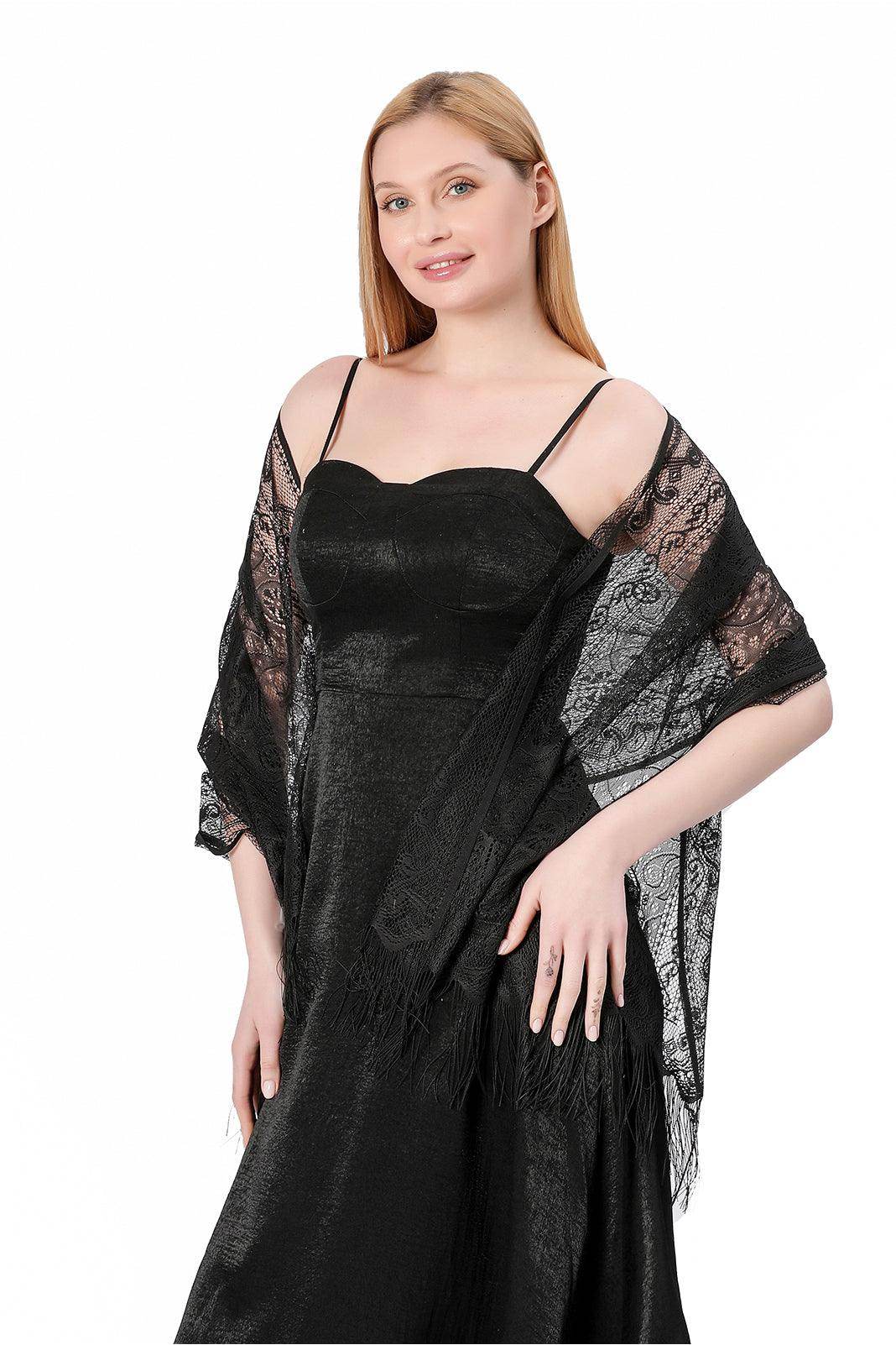 Lace Shawl with Tassels CJ0110 - COCOMELODY