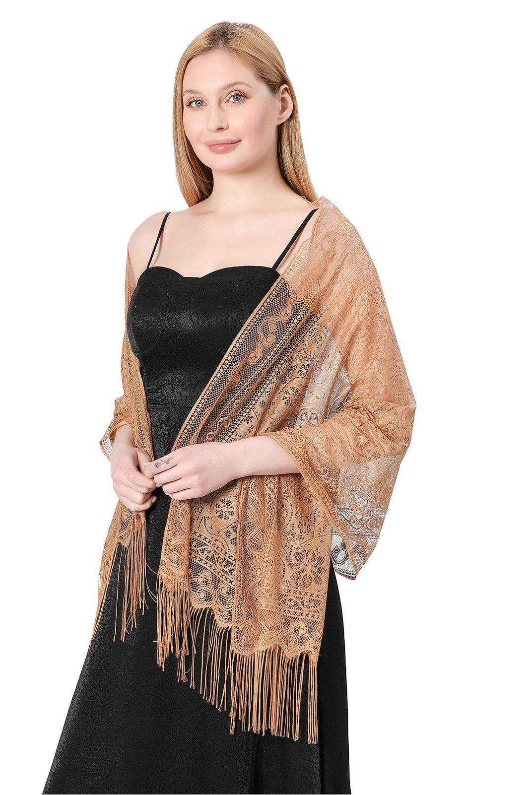 Lace Shawl with Tassels CJ0110 - COCOMELODY