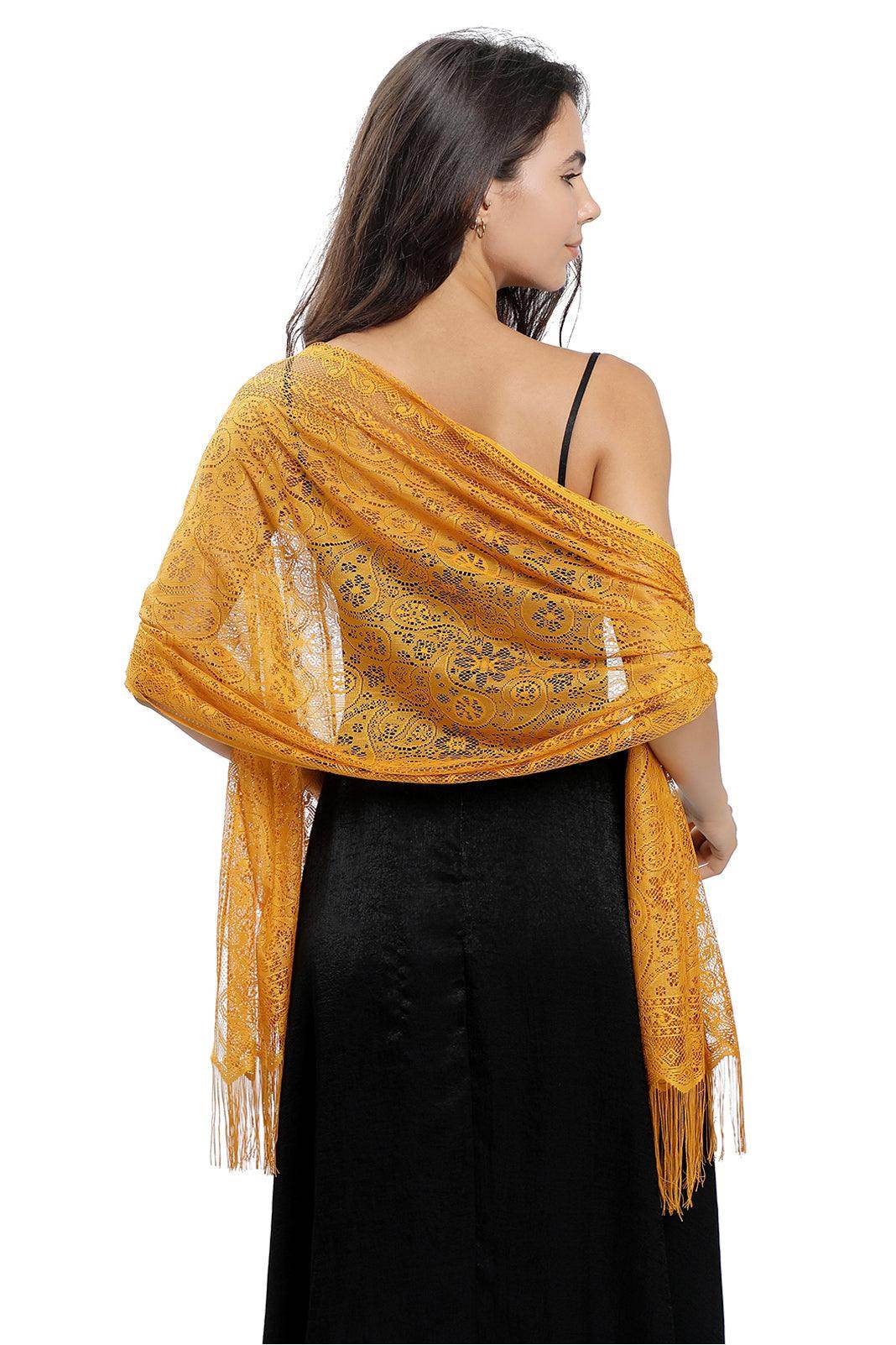 Lace Shawl with Tassels CJ0110 - COCOMELODY