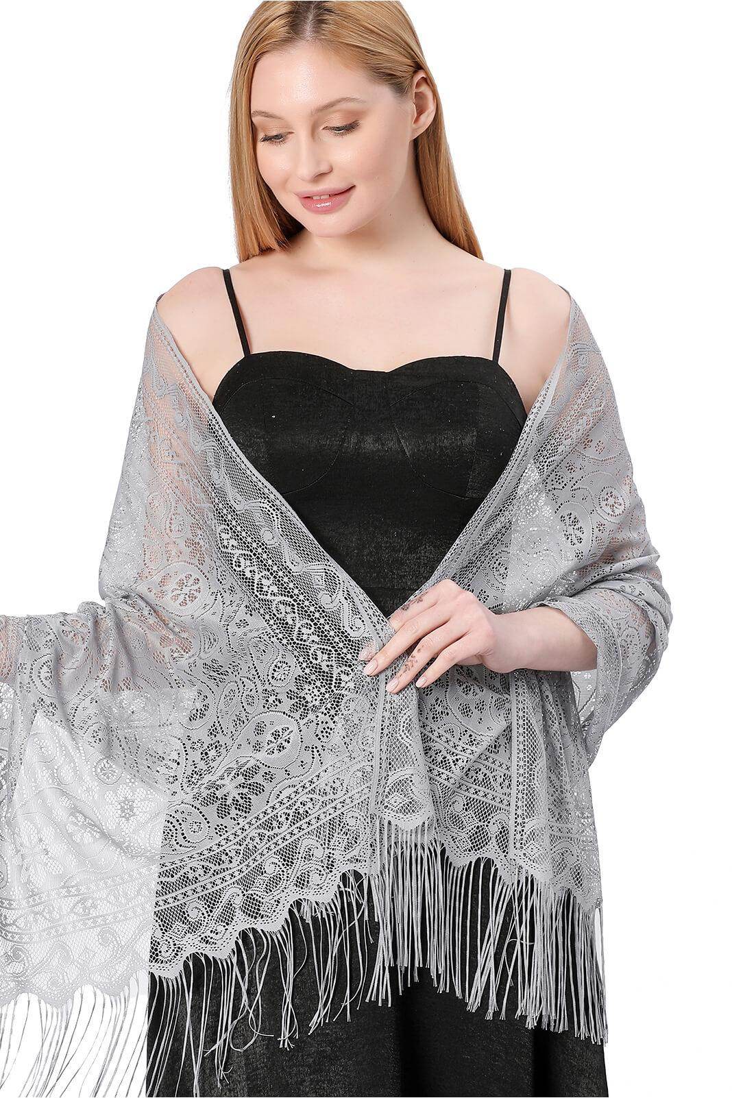 Lace Shawl with Tassels CJ0110 - COCOMELODY