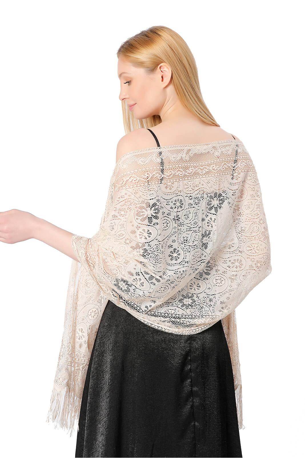 Lace Shawl with Tassels CJ0110 - COCOMELODY