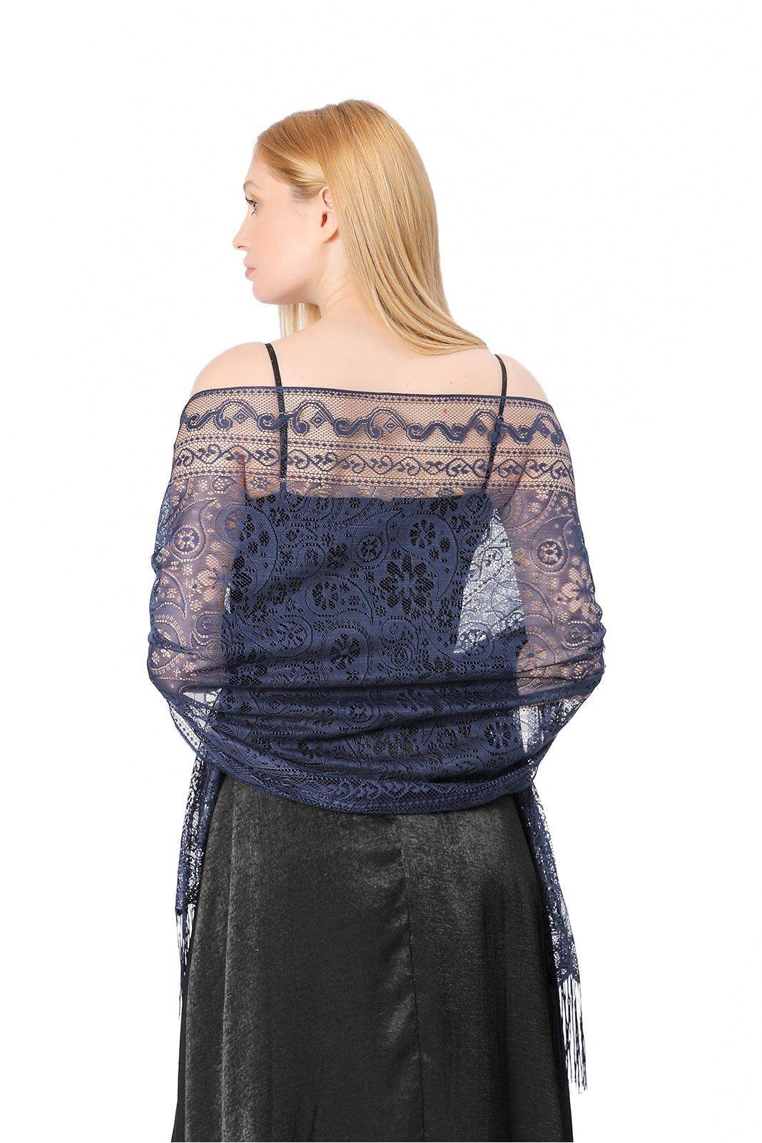 Lace Shawl with Tassels CJ0110 - COCOMELODY