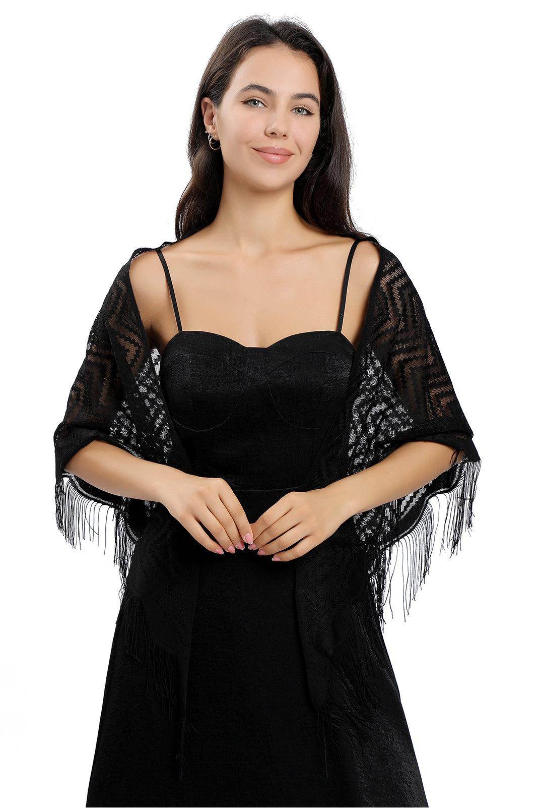 Lace Shawl with Tassels CJ0113 - COCOMELODY