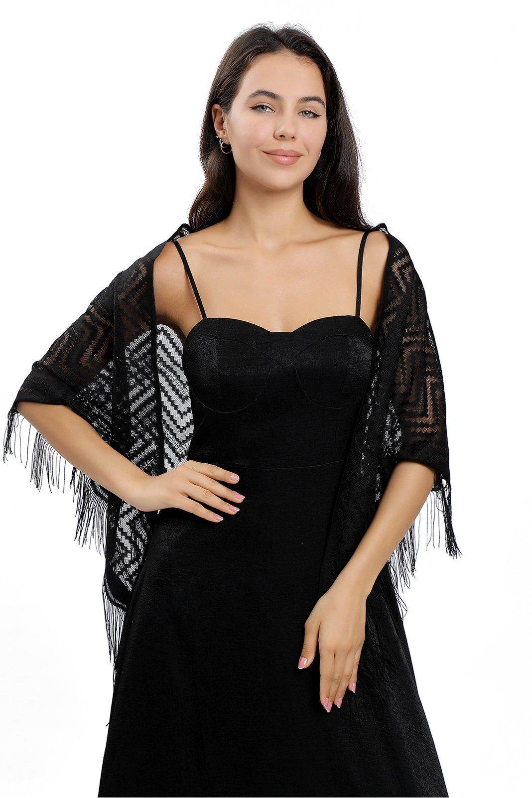 Lace Shawl with Tassels CJ0113 - COCOMELODY