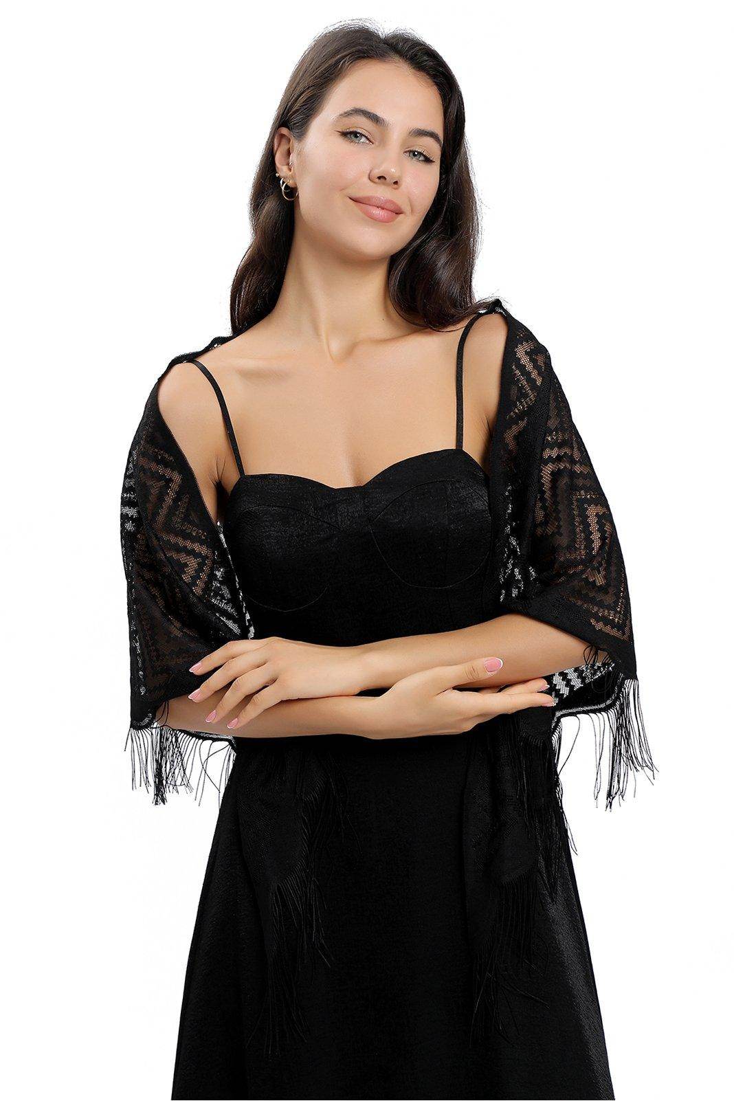 Lace Shawl with Tassels CJ0113 - COCOMELODY