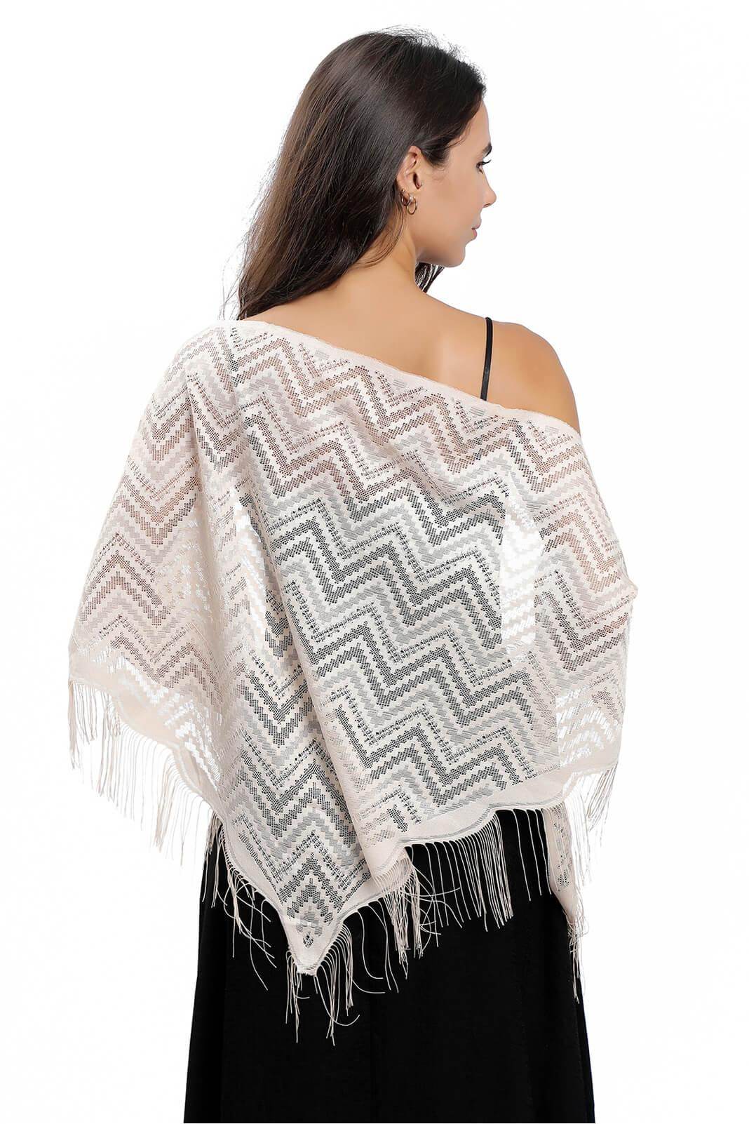 Lace Shawl with Tassels CJ0113 - COCOMELODY