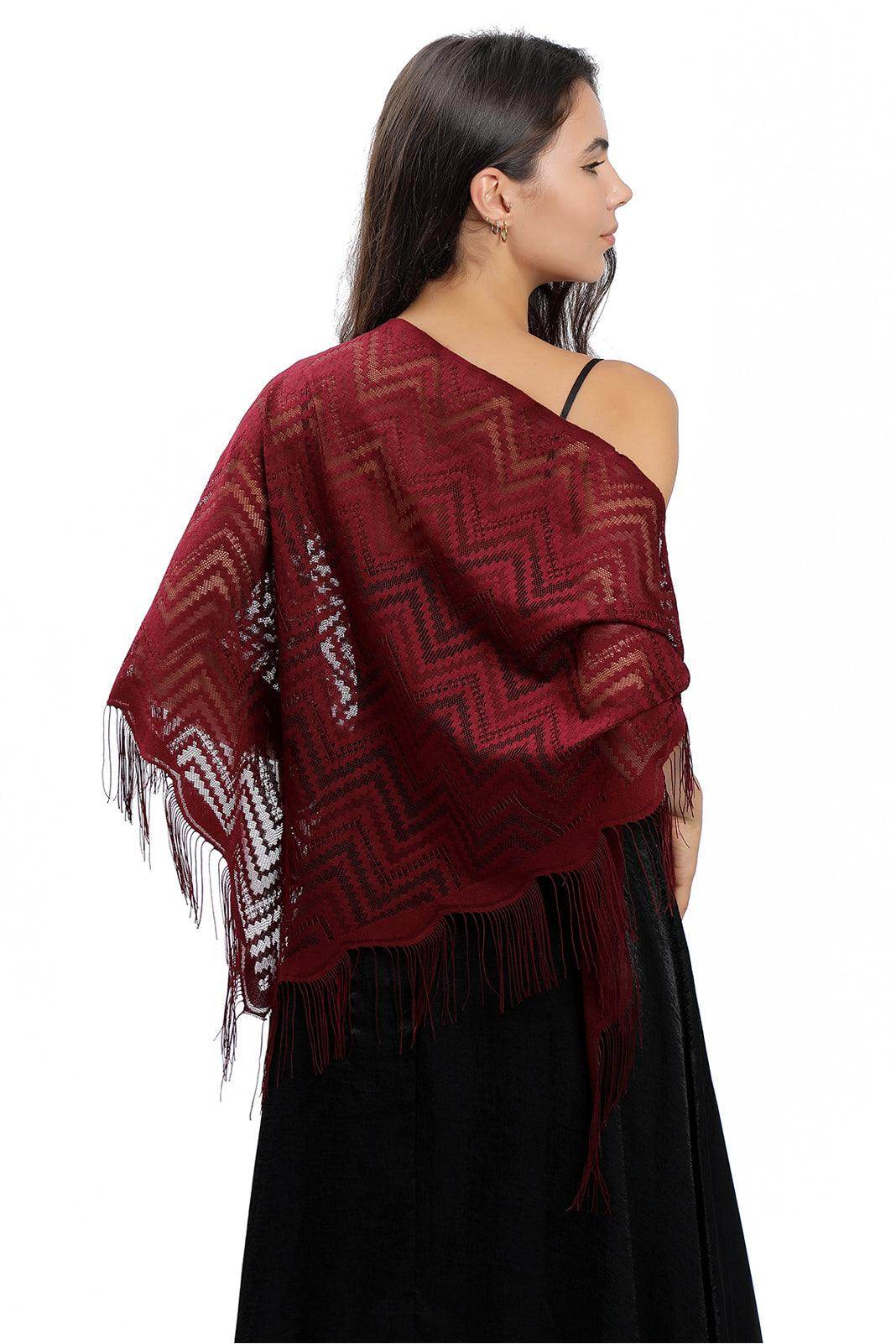 Lace Shawl with Tassels CJ0113 - COCOMELODY