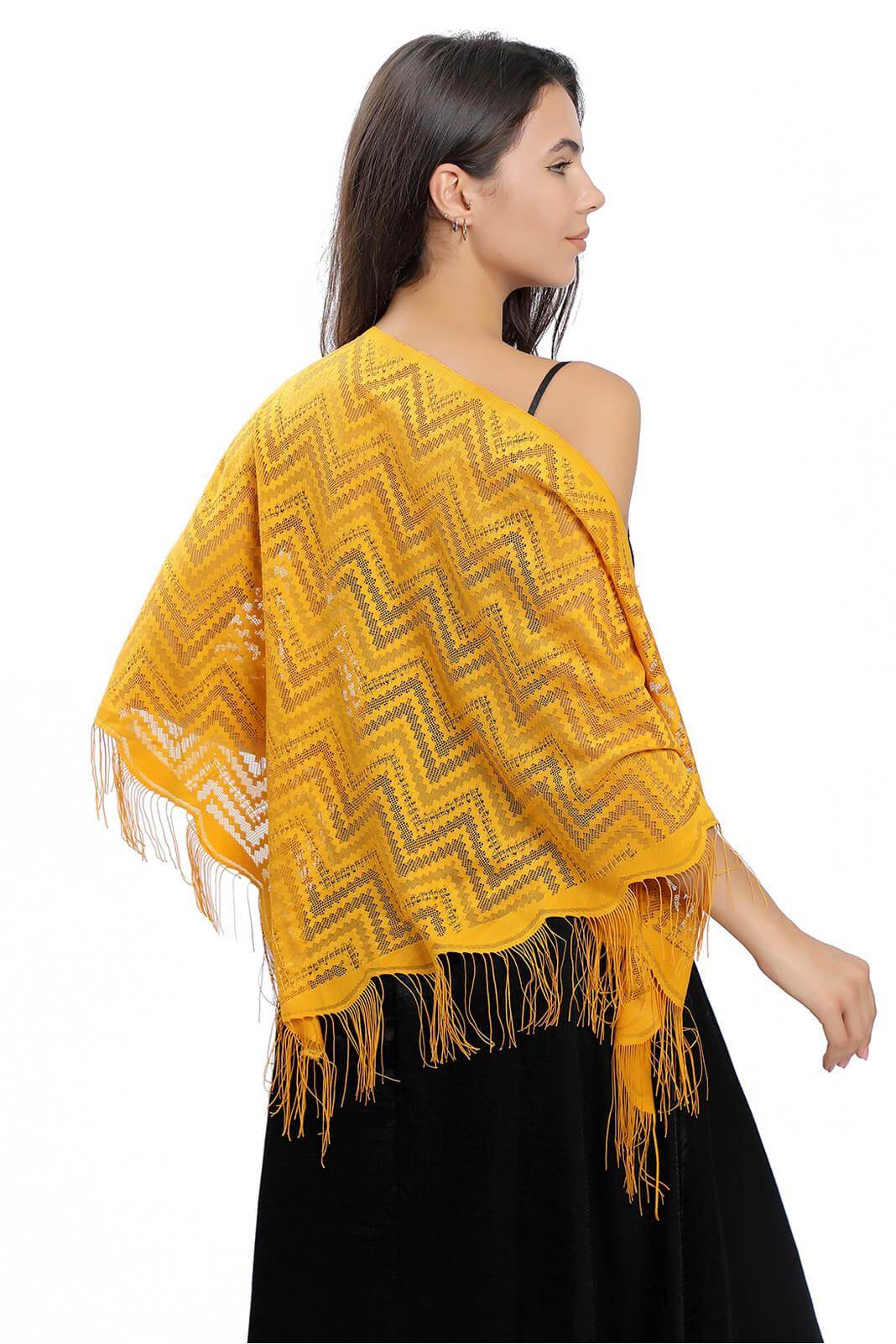 Lace Shawl with Tassels CJ0113 - COCOMELODY