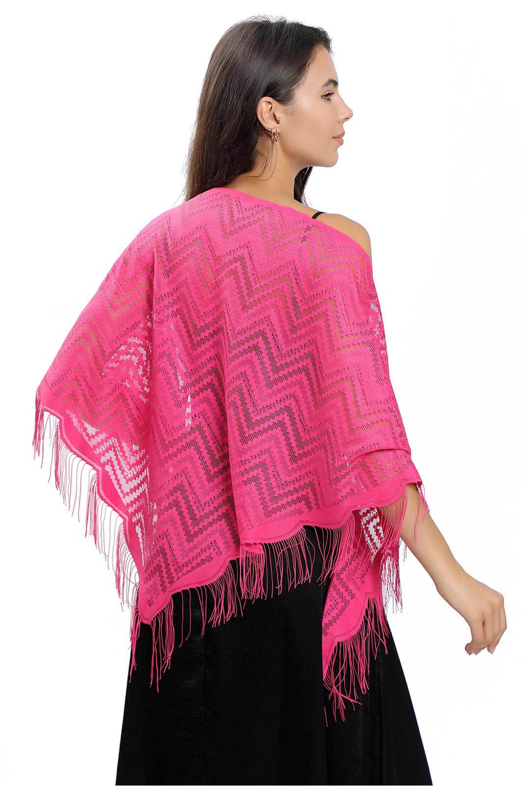 Lace Shawl with Tassels CJ0113 - COCOMELODY