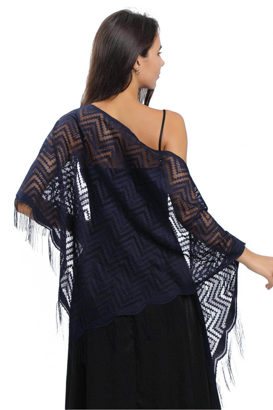 Lace Shawl with Tassels CJ0113 - COCOMELODY