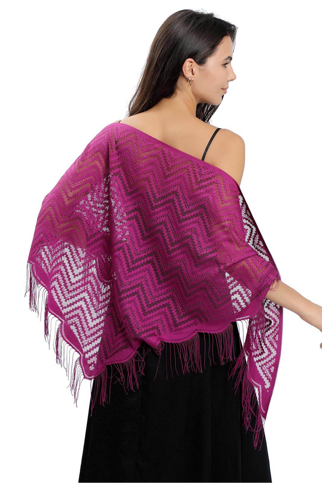 Lace Shawl with Tassels CJ0113 - COCOMELODY