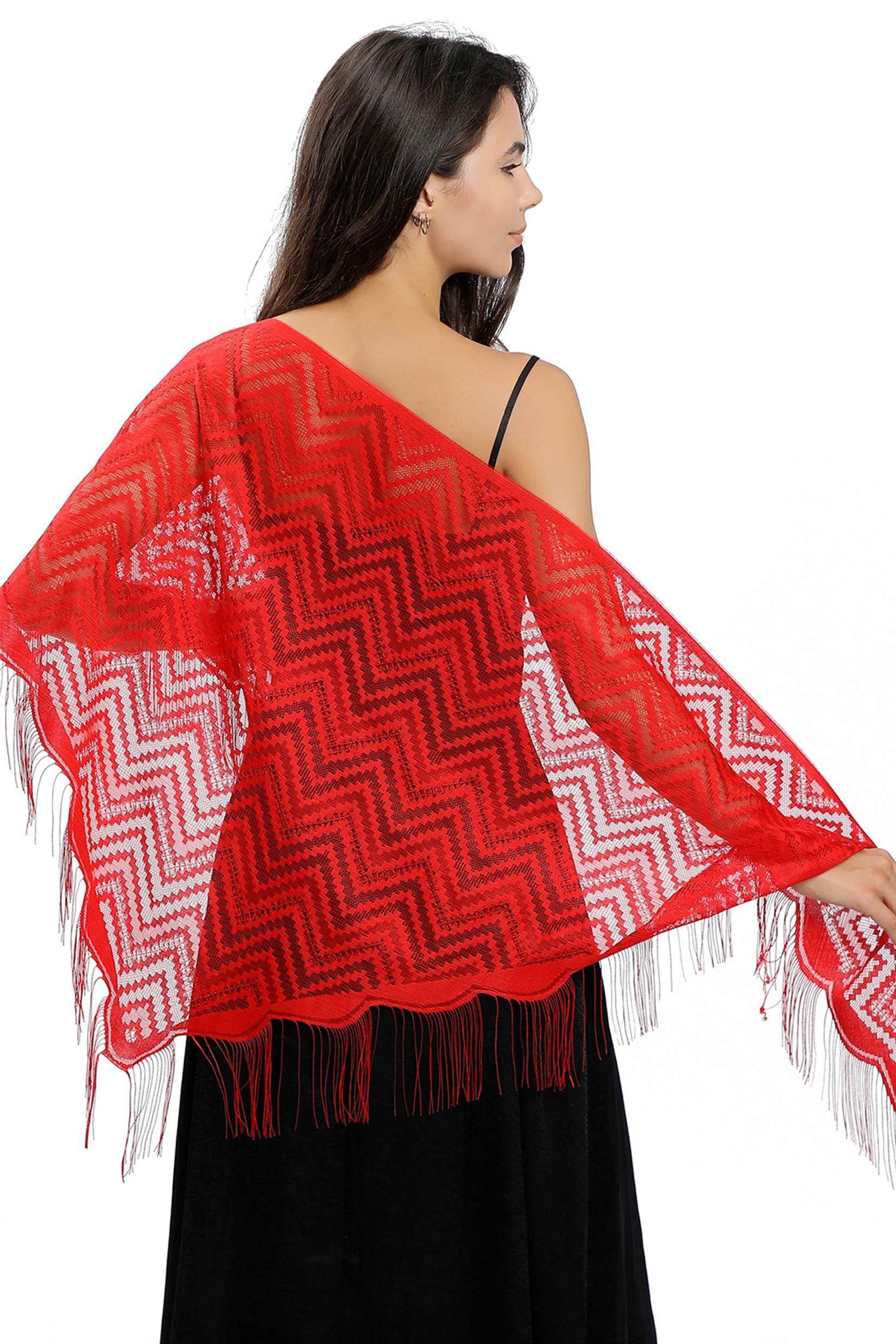 Lace Shawl with Tassels CJ0113 - COCOMELODY