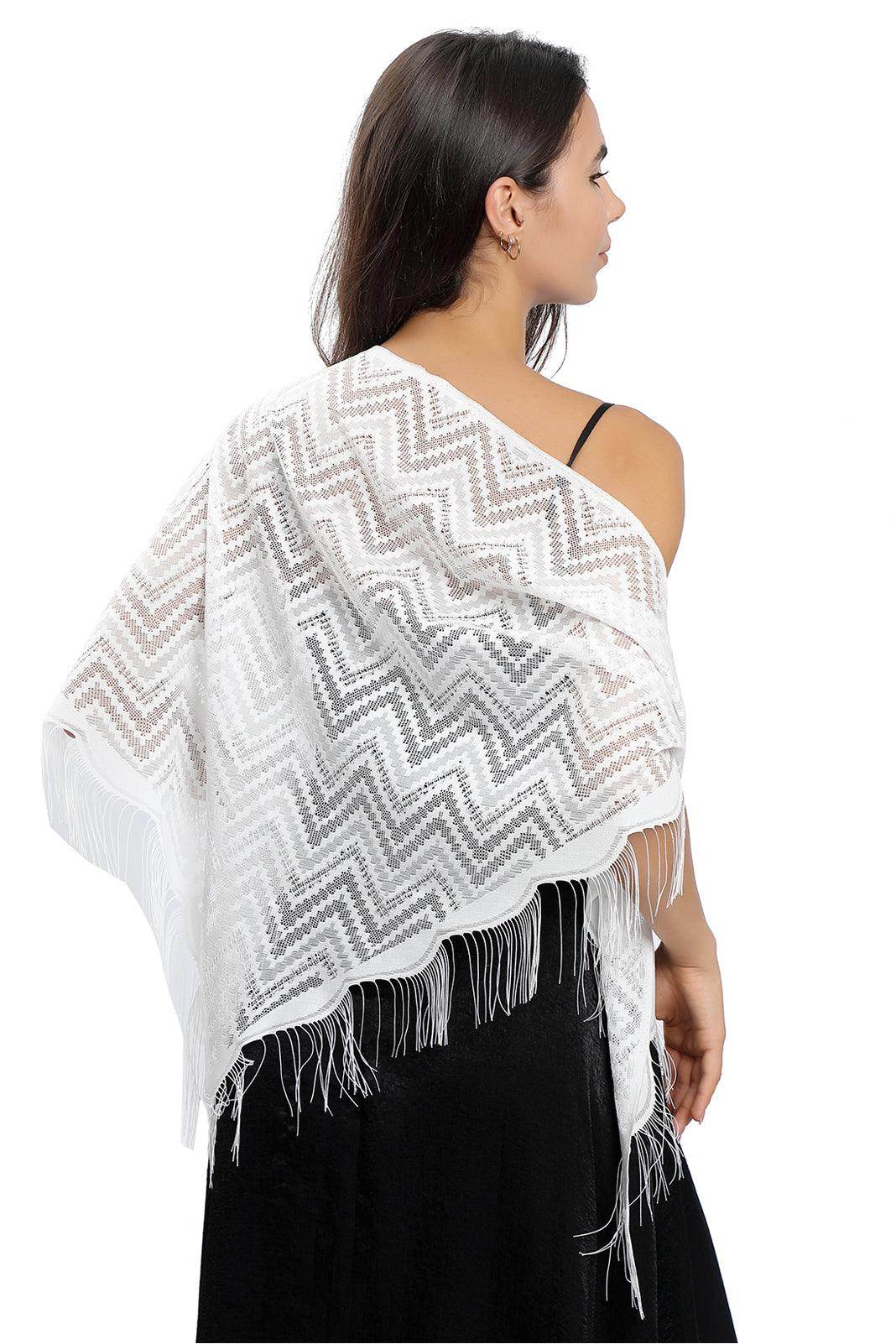 Lace Shawl with Tassels CJ0113 - COCOMELODY