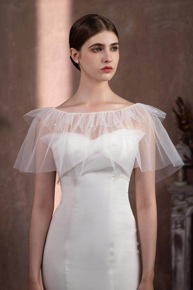 Tulle Shawl with Beading CJ0116 - COCOMELODY