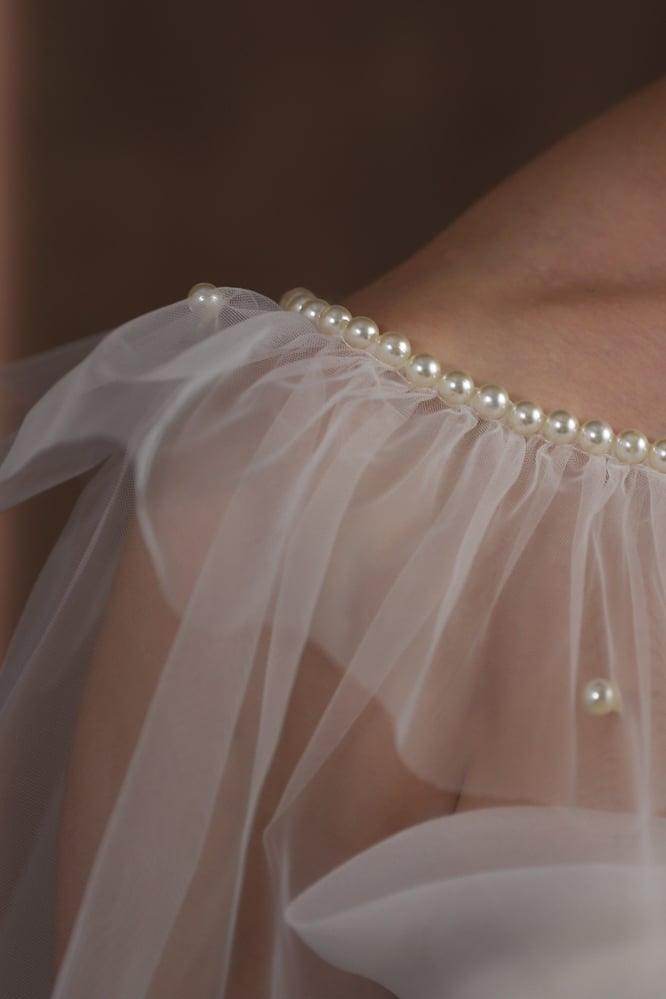 Tulle Shawl with Beading CJ0116 - COCOMELODY