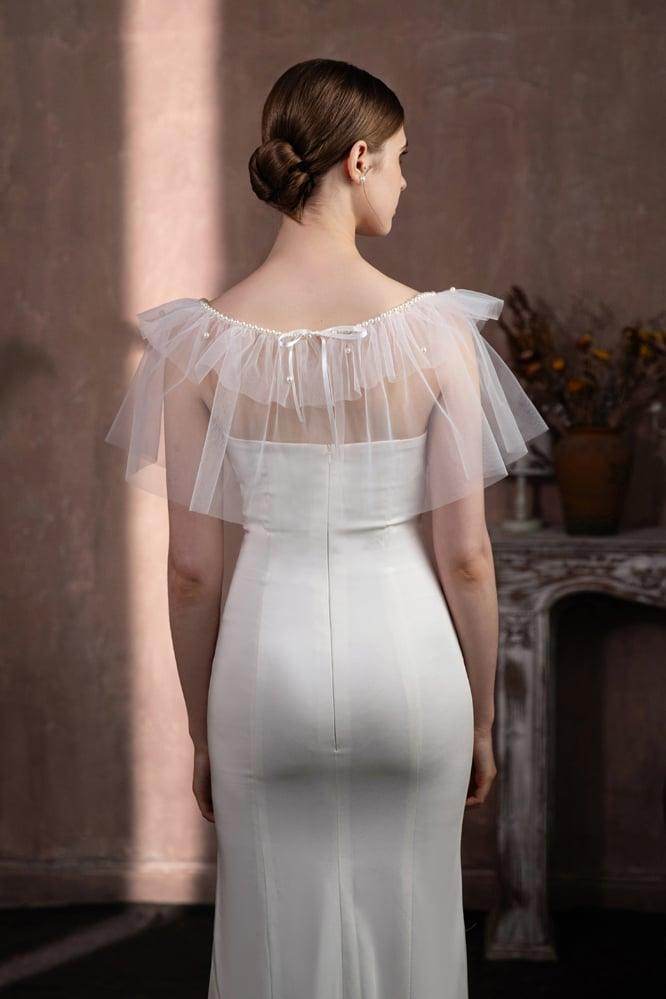 Tulle Shawl with Beading CJ0116 - COCOMELODY