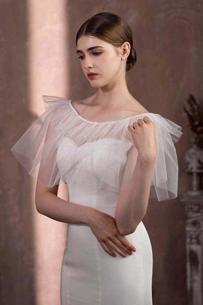 Tulle Shawl with Beading CJ0116 - COCOMELODY