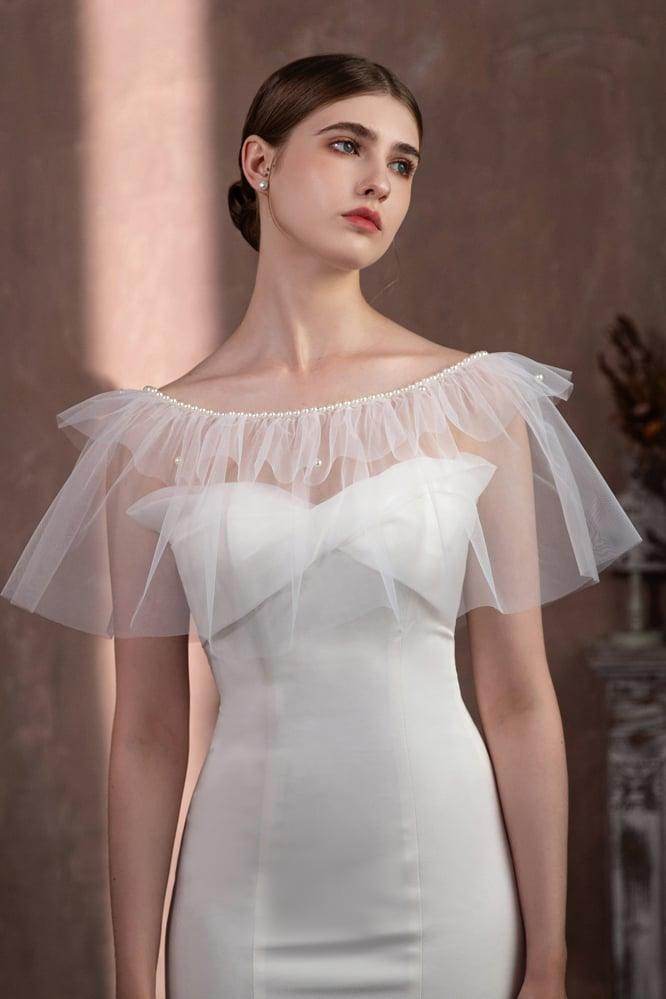 Tulle Shawl with Beading CJ0116 - COCOMELODY