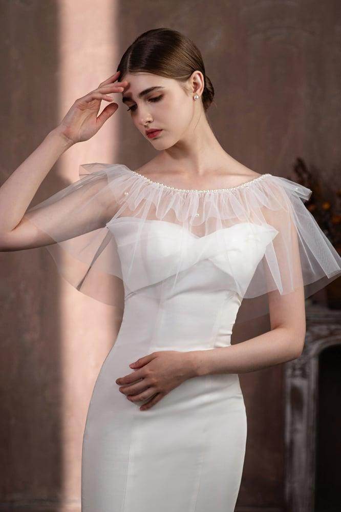 Tulle Shawl with Beading CJ0116 - COCOMELODY