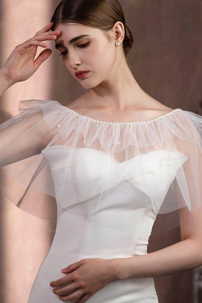 Tulle Shawl with Beading CJ0116 - COCOMELODY